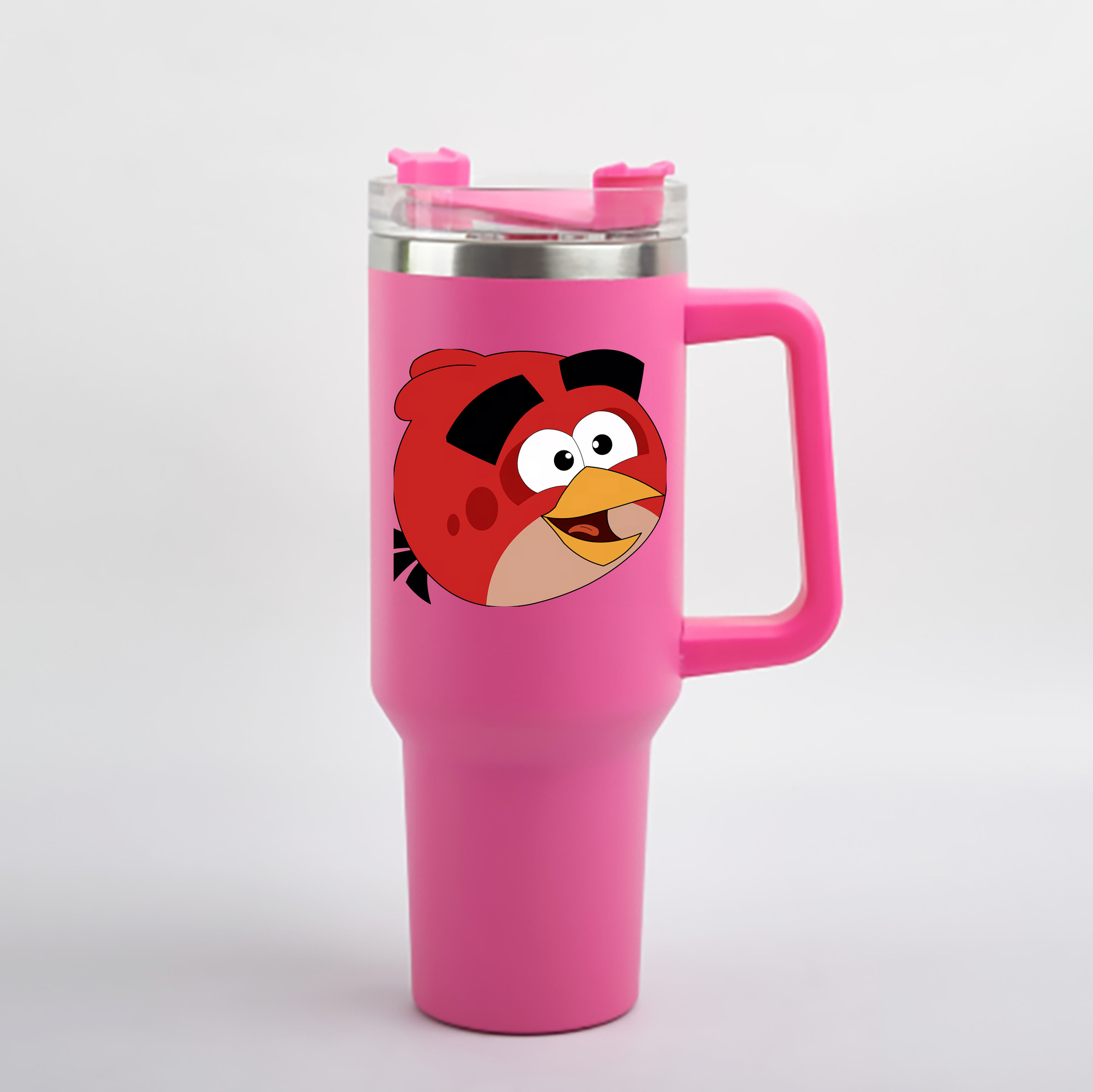 （画像用） Angry Birds アングリーバード 1200mL車用タンブラー - クリスタルステッカー（プラスチックストロー付き）